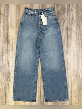 Buck Mason Ridge Twill Jet Set Jeans High Rise Wide Leg Denim Size 24 NEW